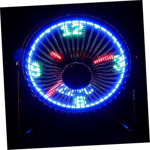 jojofuny Mini Ventilatore Solare Mini USB LED Orologio Ventilatore Da Tavolo Camera Unità Portatile LED Scrivania Computer Personale Con Orologio
