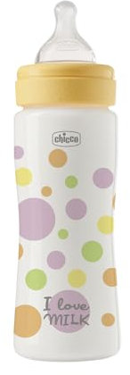Chicco Biberon Perfect Easy Flusso Veloce, con Tettarella Physio in Morbido Silicone Soft Sense, Anticolica, Riduce Rigurgito e Irritabilità, Bottiglia in Plastica da 330ml, 4 Mesi+, Bambina