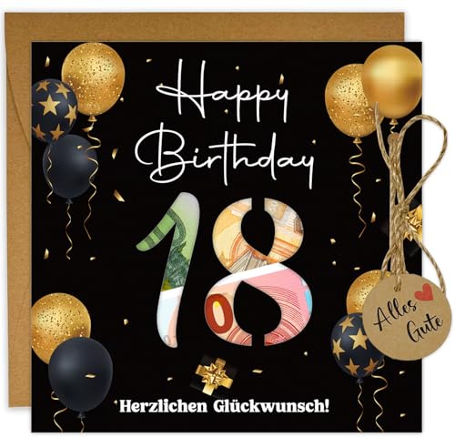 Geschenk 18. Geburtstag Junge Madchen, Geburtstagskarte 18 mit Umschlag | Lustige Geldgeschenk 18. Geburtstag Junge