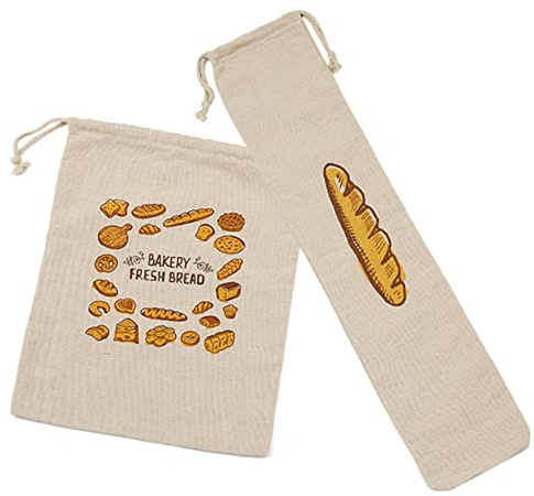 CAXUSD 2pièces Sacs à Pain Réutilisables avec Cordon Sacs De Conservation pour Pâtisseries Pochettes De Rangement pour Cuisine