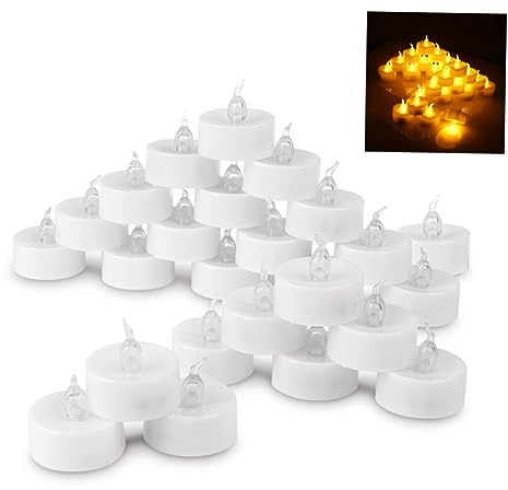 BAZEITFLOW Bougies Chauffe-Plat LED Décoratives sans Flamme Blanc Chaud Fausses Bougies Ampoules à Bougie Lot