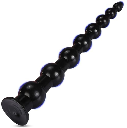 Tapón anal grande BDSMAGE de 45 cm, consolador anal gigante XXL, expansor anal, consolador anal con cuentas, expansor anal con ventosa, juguete sexual erótico. (Negro)