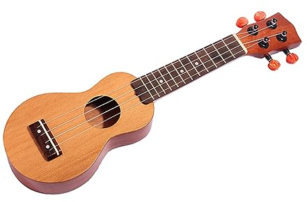 Kleiner Taschen Ukulele, 4 Saiten, Braun, Traditionelle Form | Griffbrett und Steg, Schallloch, für Kinder und Musikalische Einführung