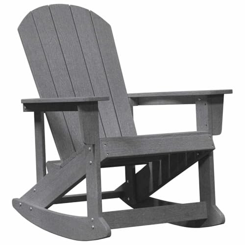vidaXL Adirondack-Schaukelstuhl Hellgrau 73,5 x 92 x 90cm HDPE, Gartenstuhl, für Terrasse und Garten, modernes Design, schaukelnd, langlebig und gemütlich!
