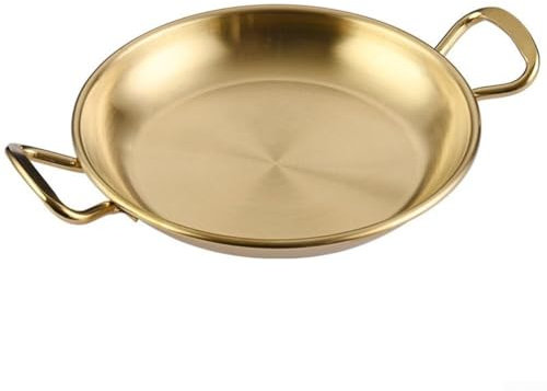 Zeroupshop Bandeja de servir de acero inoxidable de doble mango con espejo pulido con interior mate para cocina, comedor, fiesta, inducción, compatible con (5)