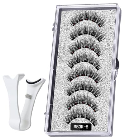 Pestañas magnéticas | 8 pestañas postizas naturales con imanes Extensiones de mechones reutilizables aplicador Ideal para maquillaje diario y tardes especiales