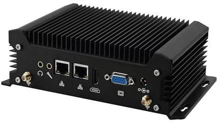 MNBOXCONET Mini PC Fanless Industrial Core i3 7020U, Micro Computer Hardware Barebone DDR4, 2x RS232 COM, 2 x RJ45 Gb LAN, Wifi5/BT4.2, Win11 Pro Embedded Box