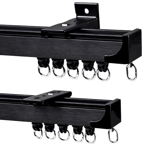 Binario per tende da parete/soffitto, nero, 1,2 m, divisori versatili e separatori per la privacy, eleganti aste per tende da esterno per eleganti decorazioni per la casa