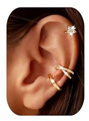 3 Piezas Ear Cuff Pendientes Oreja Sin Agujero Helix Cartilago Faux Piercing Oreja Ajustable Pendientes sin Agujero Earcuff Oro con Joyero