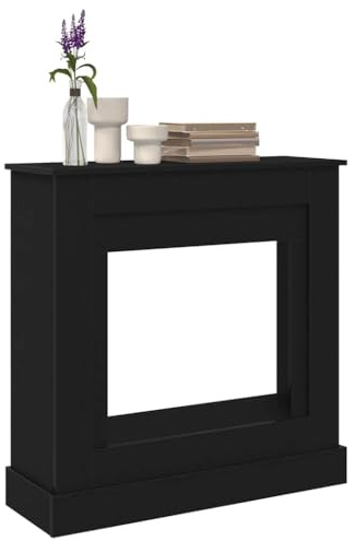 Kaminumrandung, Dekorative Kaminkonsole, Kaminsims Dekokamin, Kaminattrappe, Kaminverkleidung für Wohnzimmer, Schwarz Holzwerkstoff, 90x30x90 cm (Schwarze Eiche)