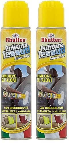 Pulitore Tessuti, Detergente in Schiuma, Tappo Spazzolina, 400ml spray (Confezione da 2)