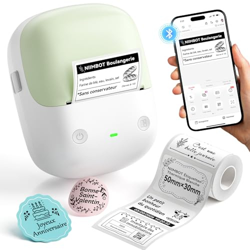NIIMBOT B2 Étiqueteuse Portable, Thermique sans Encre Bluetooth, Vert Sauge
