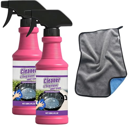 Grillreiniger Backofenreiniger Extra Stark Spray, Kraftvoller Fettlöser Küche Gegen Eingebranntes und Ruß, Ofenreiniger Edelstahlreiniger für Gasgrill Grillrost Herdplatte (2 Pcs)