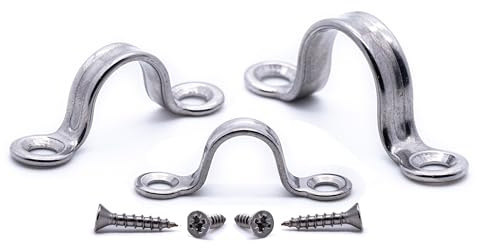 316 Stainless Steel Lacing Strap Saddle Clips, Pack of 10, Marine Grade A4 Tie Down Strap Eyes for Boat Covers, Tarpaulins and Trailers, Multiple Sizes