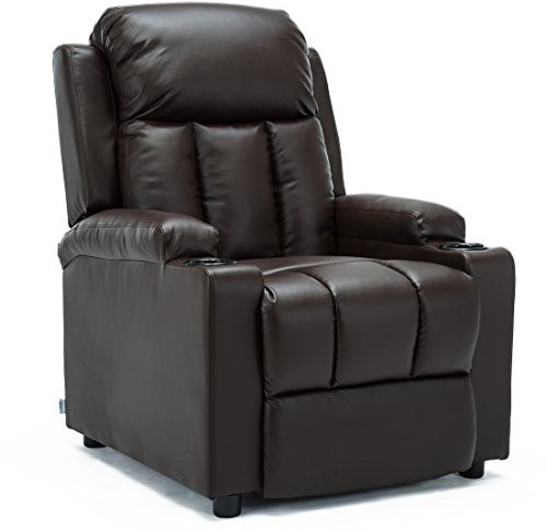 More4Homes STUDIO RECLINER w DRINK HOLDERS ARMCHAIR SOFA BONDED LEATHER CHAIR RECLINING CINEMA (Brown)