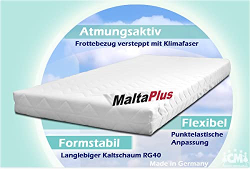 Schaumstoffmatratze 100x200 cm Malta Plus. Kaltschaummatratze Kinder Jugendliche Babys Erwachsene mit Oeko-Tex Zertifikat 100 x 200 cm, atmungsaktiv, Bezug waschbar (Härtegrad H2, 100 x 200 cm)