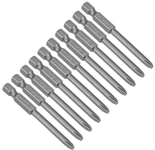 sourcing map 10pc Embout de Tournevis 65mm 1/4 Hex 4.5mm Tige magnétique cruciforme PH2 S2 Tournevis Acier haute