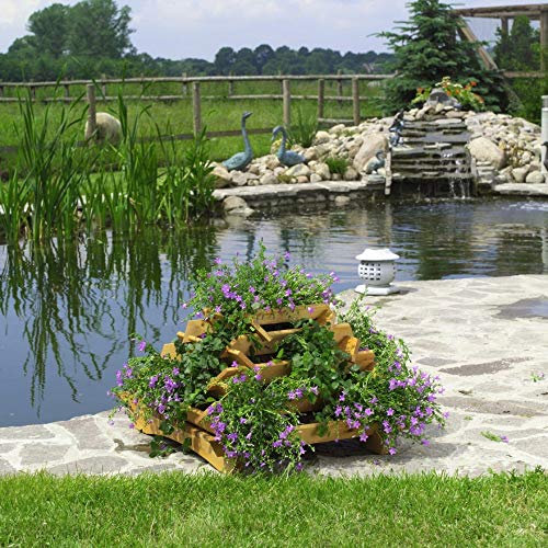 Beauty.Scouts 4-eck Pflanzpyramide Pflanzenkasten Laila Blumenkasten honigbraun wetterfest 62x62x35cm Pflanzkasten Blumenpyramide Pflanzenpyramide Gartenkasten