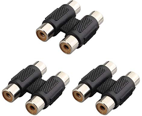 Jopto Lot de 3 Adaptateurs Double RCA Femelle vers Femelle pour Lecteur CD MP3 Noir