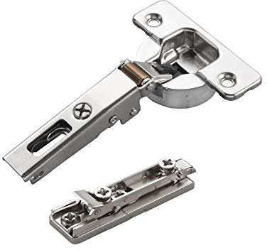 2 x Salice Topfband Serie 700 Dämpfer im Topf 110° Bohrbild T45 Eckanschlag | inkl. Linear-Montageplatte Höhe 3 mm mit vormontierten Euroschrauben, Exzenterverstellung Schrankscharnier von SOTECH