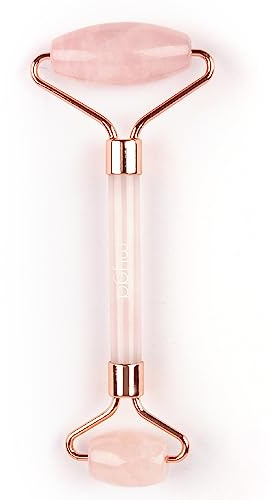 Myga Rosenquarz-Gesichtsroller – Schlankheits-Hautpflege-Tool für Anti-Aging-Anti-Falten – 100% natürliches Gesichts- und Nackenstraffungs-Massagegerät