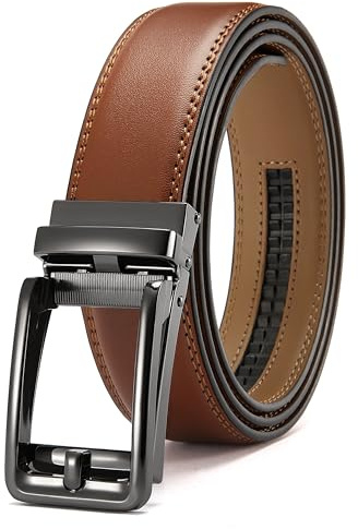 CHAOREN Ratschengürtel – Herrengürtel 3,5 cm Comfort Click – perfekter Begleiter zu Herren-Oxfords, Gun - Tan, 80 cm/95 cm Taille