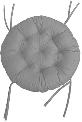 chilly pilley® Polster für Papasansessel - Rundkissen - Auflage Polster für Papasansessel -Sesselkissen Sitzkissen Gesteppt mit Schlaufen (Grau, 90cm)