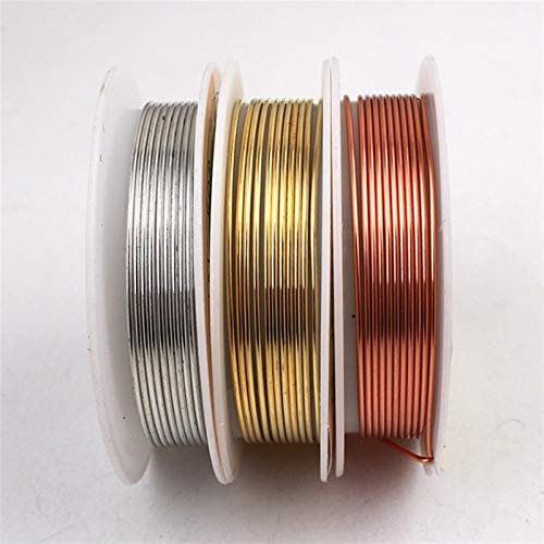 Pangyoo PYouo-Kupferkabel 3 Stück 18 Gauge Mischfarben, Schmuck Runde Kupferdraht, Vollhülle Webereisanzeige Gesamt 6m DIY Handwerksdraht, Dicke 1,0 mm Werkzeugzubehör (Color : Multi)