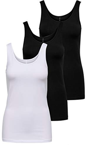 ONLY Damtopp Onllive Love Tank Noos, Vit/Svart (1 x vit/2 x svart), XS
