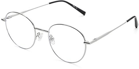 Pro Acme Blaulichtfilter Brille Runde Vintage Brillen Herren Damen für PC/Handy/Fernseher Anti Augenmüdigkeit (Silber)