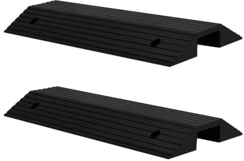 vidaXL 2X Schwellenbrücke rutschfeste Oberfläche Schwellenrampe Rollstuhlrampe Aufliegend Rollstuhl Rampe Türschwellenrampe 80x40x8cm Gummi