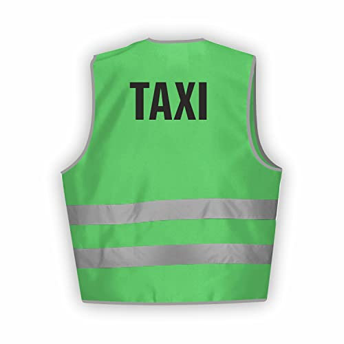 Fassbender-Druck WARNWESTEN - Sicherheitsweste GRÜN Warnweste nach EN ISO 20471 zertifiziert - Warn Weste TAXI - Unisex mit hochwertigem Reflektorstreifen (GRÜN I 3XL/4XL I 5er Set)