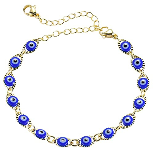 Flongo BFF Pärchen Armband Ketten Freundschaftsarmband für 2 Armreif Armkette Böse Evil Teufel Eye Auge für Frauen Mädchen