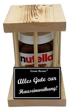 Nutella - Notfall Reserve - Holzstäbe - Alles Gute zur Hauseinweihung - Hauseinweihung Geschenk - Die Nutella Geschenkidee mit Holz für Männer und Frauen