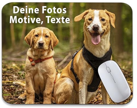 Mauspad personalisiert mit Foto & Text selbst gestalten (24 x 20 cm) Mousepad Individuell mit eigenem Bild, Motiv, Logo Bedruckt als Geschenkidee für Büro, Homeoffice & Gaming Individuelles Geschenk