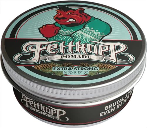FETTKOPP POMADE - Extra Strong NORDIC - holzig, harzig, Fichte – sehr starker Halt (heavy hold) - 99g Haarwachs & Haargel Alternative Barbershop Hairstyling Herrenpomade ölbasiert Made in Germany