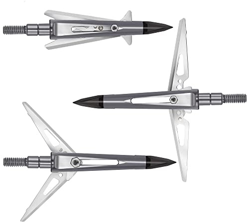 Bombrooster Mechanical Broadheads 100 Grain 2 Blade Rear-Deploying Archery Arrowhead with Spring-Clip Design (6 Pack)