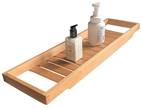 ACiyD Badewannen-Ablage aus Bambus, Holz-Badeablage für Badewanne, ausziehbare Badewannen-Ablage, Organizer für Luxus-Spa, Holz-Badewannen-Regal, Holzfarbe 70 x 14,5 cm