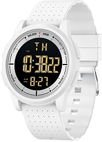 Affute Reloj Hombre y Mujere Minimalista Deporte 5ATM Natación Digital Reloj de Pulsera a Prueba de Agua, Ultra Delgado de Gran Angular de Pantalla de Caucho Correa de Reloj de Pulsera