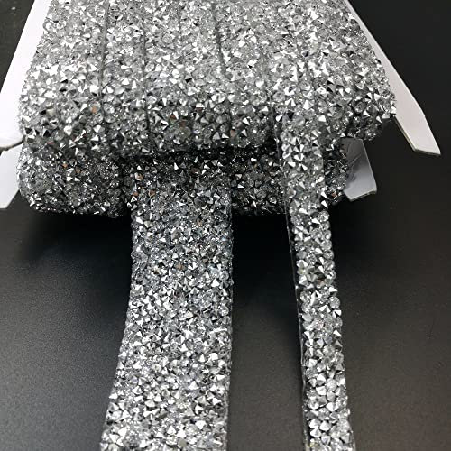 20 CM Länge Hot Fix Glitter Kleid Strass Motive Band Kristall Bügelflicken Applikation Strass 3cm und 1cm-Transparent,3cm