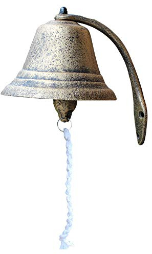 Door Knocker Vintage Outdoor Dinner Bell, Wall Mounted Doorbell/School Front Door Bells/Reception Cast Iron Bell, Garden Foyer Yard Porch Jingle Bells (15 × 15cm)