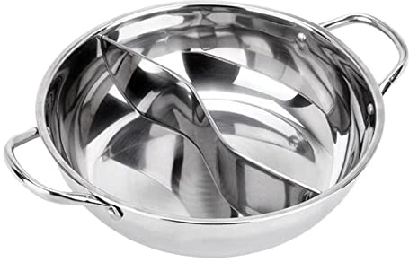 Folpus Hot à Soupe Casserole de Cuisine Pot Casserole Haute avec 2 Compartiments pour Ou Viande, 30cm