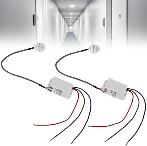 2 mini rilevatori di movimento a infrarossi: portata 6 m/120°, sensore di movimento PIR da incasso IP20 220 V, sensore microstruttura con sensore crepuscolare, durata della luce regolabile per interni