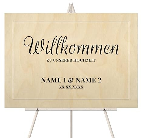 Personalisiertes Willkommensschild zur Hochzeit Birkensperrholz (Größe wählbar) - Hochzeitsrahmen