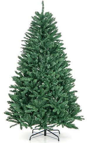 COSTWAY Sapin de Noël Artificiel 180 cm, 1355 Branches en PVC, Support en Métal Pliable, à Charnières, Arbre de Noël, Installation Rapide, pour Maison, Bureau, École, Vert