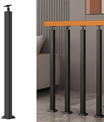 85/90/100 cm Treppengeländerpfosten zur Frontmontage, für den Innen- und Außenbereich, um 270° verstellbare Metallgeländerpfosten, Treppengeländer mit Schraubenset für Terrasse, Balkon und Veranda