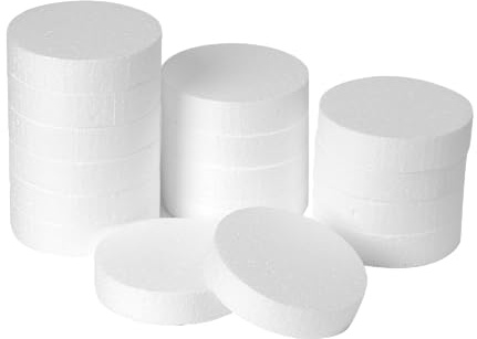 Crafare 16 PCS 4x4x1 Inch Round Foam Circles for Crafts & DIY | Versatile white polystyrene craft discs for Wedding, Holiday, Christmas, School Projects, and DIY.