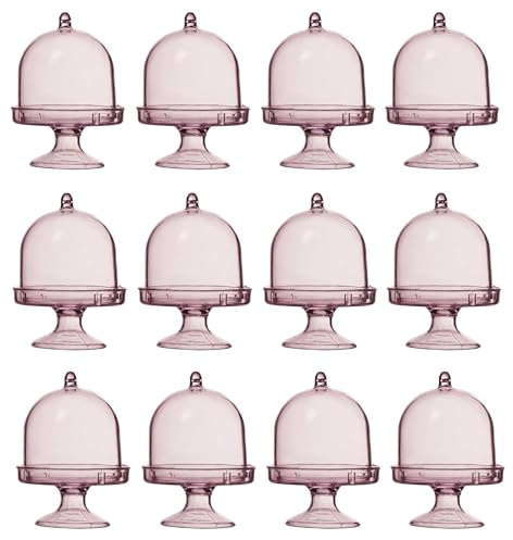 YKKJ 12 Pezzi Mini supporto per torta，Mini Alzata per Torta，per Matrimoni, Baby Shower, Bomboniere, Feste di Compleanno.（Rosa）