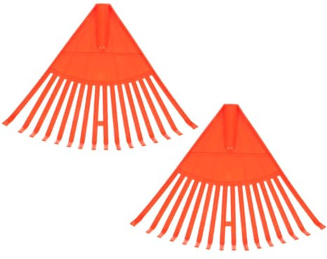 Rastrillo de Jardín de Plástico Naranja, 16 Dientes, 2 Piezas