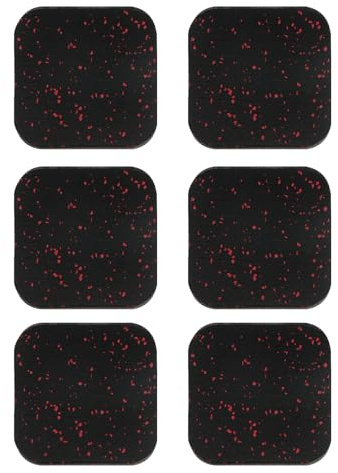 PATIKIL Treadmill Mat, 6 Pcs Exercise Equipment Mat Noise Reduction for Floor Protection, Washing Machine Pads, Anti Vibration Rubber Mats for Bike, Black/Red
